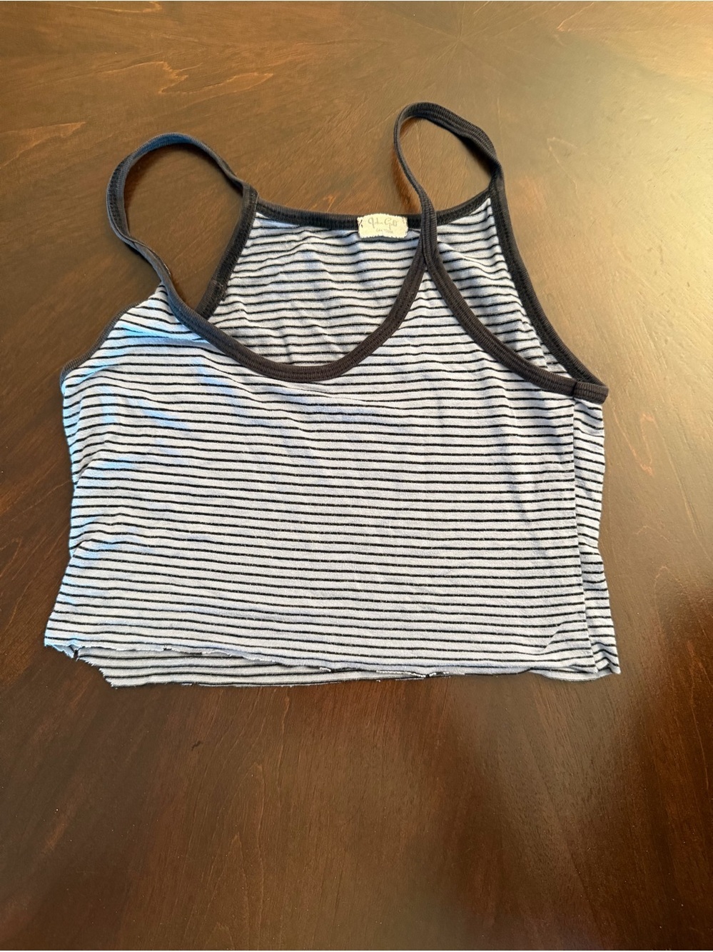 Striped Black & White Cropped Tank Top - Women